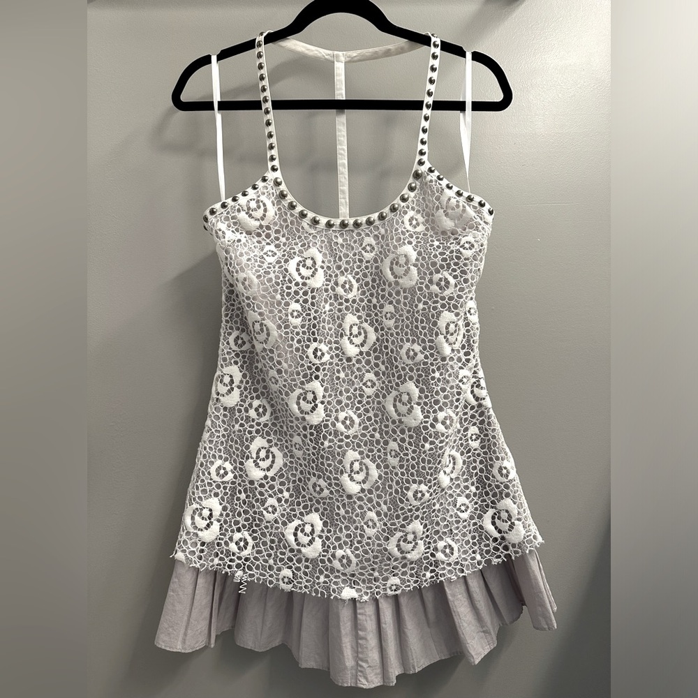 Free People lace overlay studded t back mini dress size 2